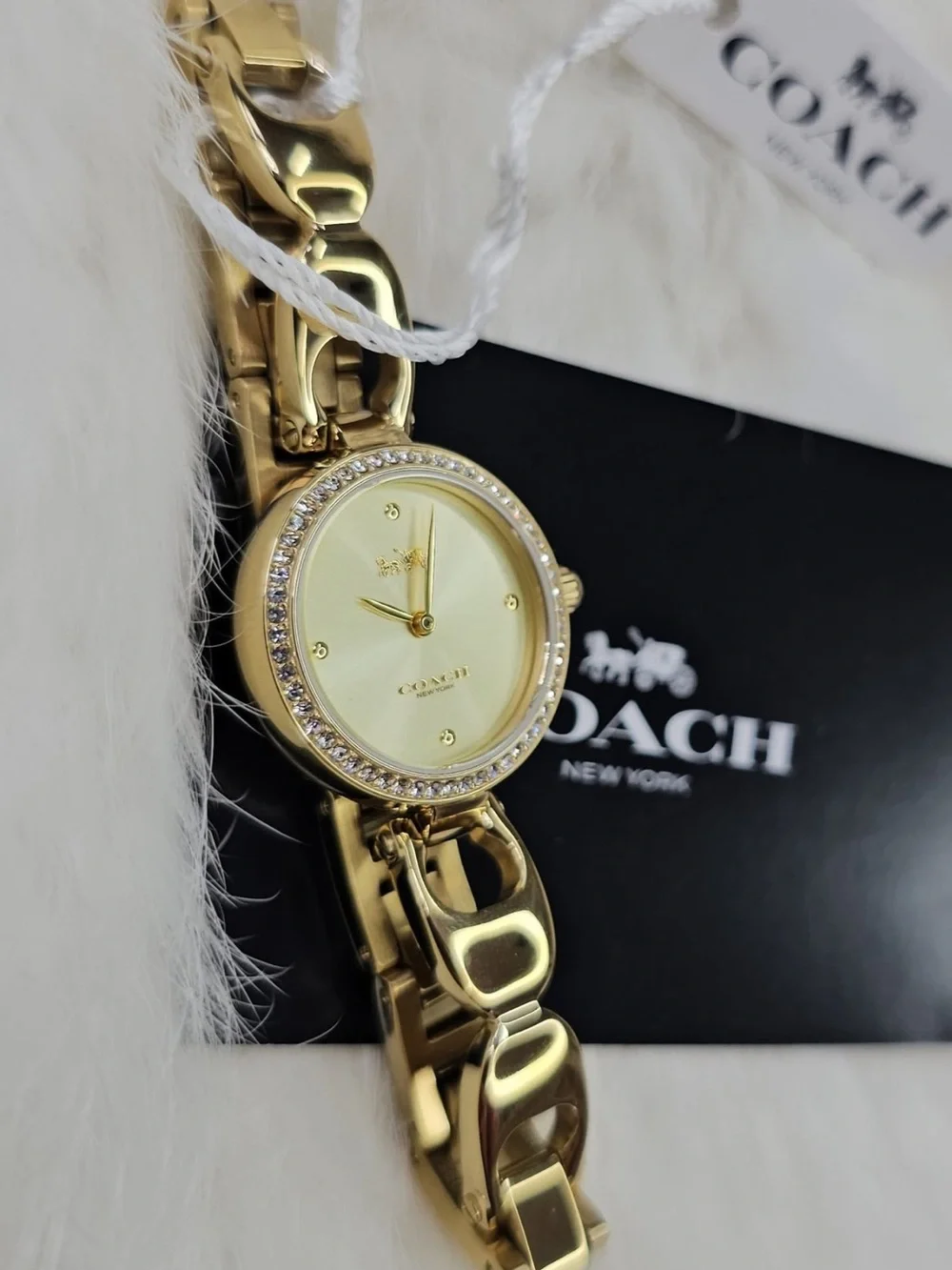 Coach Gold Crystal-Accented Women's Bracelet Watch
